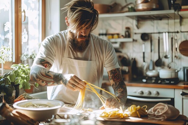 Kucharz przygotowujący danie